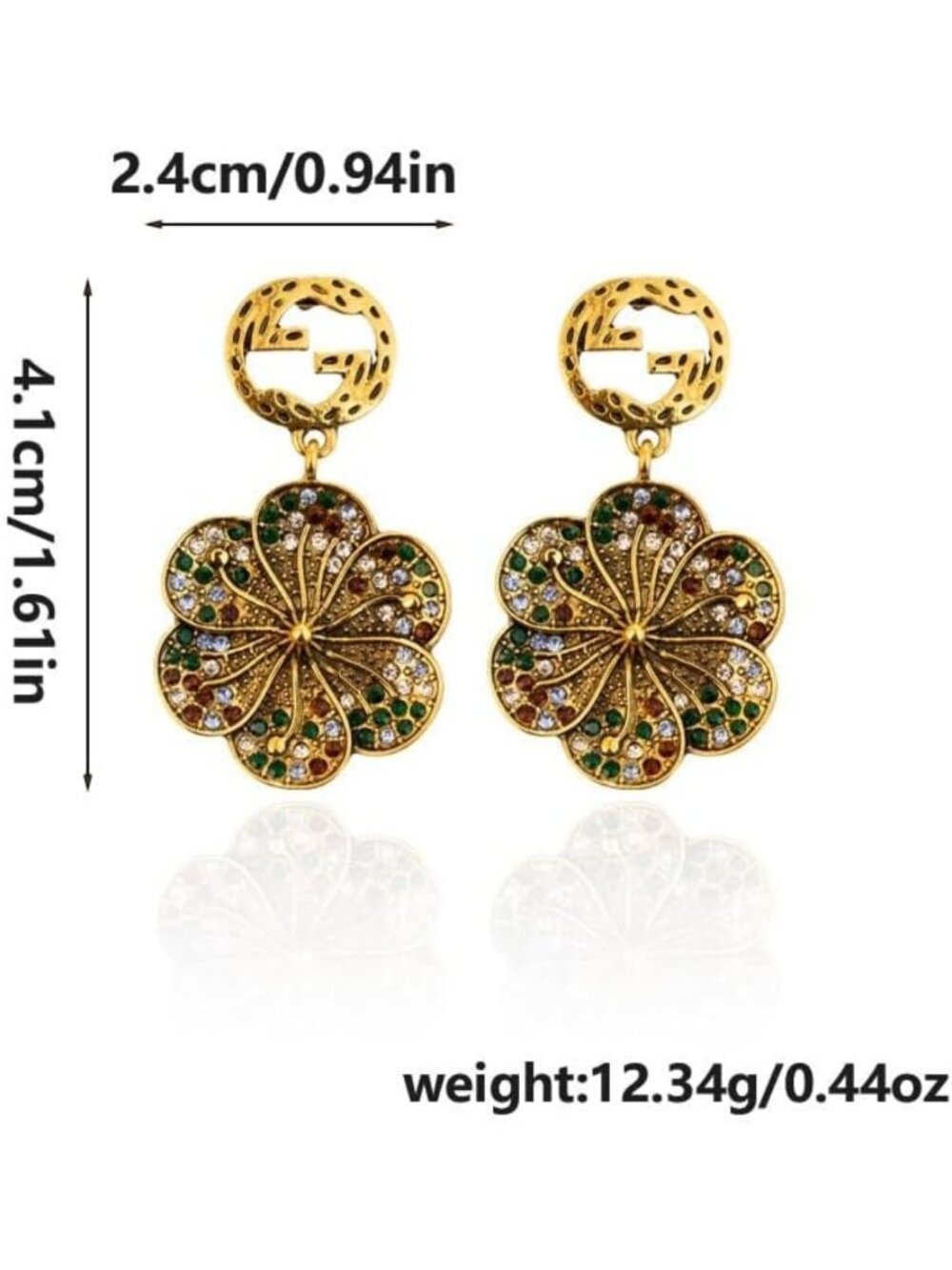 Chic Vintage Floral Dangle Earrings for Women - Gold Plated Fashion Jewelry - Picture 6 of 6
